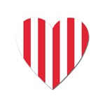 Vertical Stripes - White and Alizarin Red Magnet (Heart)