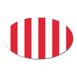 Vertical Stripes - White and Alizarin Red Magnet (Oval)