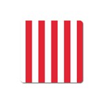 Vertical Stripes - White and Alizarin Red Magnet (Square)