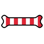 Vertical Stripes - White and Alizarin Red Magnet (Dog Bone)