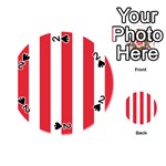 Vertical Stripes - White and Alizarin Red Playing Cards 54 (Round)