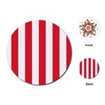 Vertical Stripes - White and Alizarin Red Playing Cards (Round)