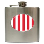 Vertical Stripes - White and Alizarin Red Hip Flask (6 oz)