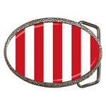Vertical Stripes - White and Fire Engine Red Belt Buckle