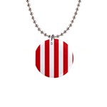 Vertical Stripes - White and Fire Engine Red 1  Button Necklace