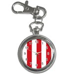 Vertical Stripes - White and Fire Engine Red Key Chain Watch