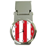 Vertical Stripes - White and Fire Engine Red Money Clip Watch