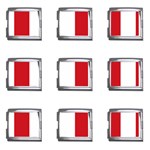 Vertical Stripes - White and Fire Engine Red Mega Link Italian Charm (9 pack)
