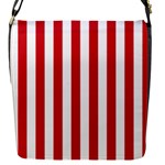 Vertical Stripes - White and Fire Engine Red Flap Closure Messenger Bag (S)