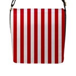 Vertical Stripes - White and Fire Engine Red Flap Closure Messenger Bag (L)