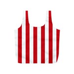 Vertical Stripes - White and Fire Engine Red Full Print Recycle Bag (S)
