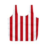 Vertical Stripes - White and Fire Engine Red Full Print Recycle Bag (M)