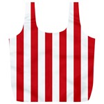 Vertical Stripes - White and Fire Engine Red Full Print Recycle Bag (XL)
