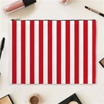 Vertical Stripes - White and Fire Engine Red Cosmetic Bag (XL)
