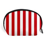 Vertical Stripes - White and Fire Engine Red Accessory Pouch (Large)