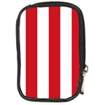 Vertical Stripes - White and Fire Engine Red Compact Camera Leather Case