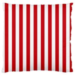 Vertical Stripes - White and Fire Engine Red Large Flano Cushion Case (One Side)