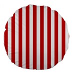 Vertical Stripes - White and Fire Engine Red Large 18  Premium Round Cushion