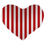 Vertical Stripes - White and Fire Engine Red Large 19  Premium Heart Shape Cushion