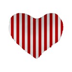 Vertical Stripes - White and Fire Engine Red Standard 16  Premium Flano Heart Shape Cushion