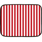 Vertical Stripes - White and Fire Engine Red Fleece Blanket (Mini)