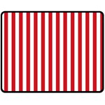 Vertical Stripes - White and Fire Engine Red Fleece Blanket (Medium) (One Side)