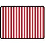 Vertical Stripes - White and Fire Engine Red Double Sided Fleece Blanket (Large) (Two Sides)