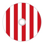 Vertical Stripes - White and Fire Engine Red CD Wall Clock
