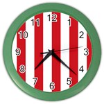 Vertical Stripes - White and Fire Engine Red Color Wall Clock