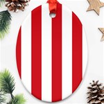 Vertical Stripes - White and Fire Engine Red Ornament (Oval)