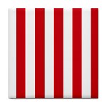 Vertical Stripes - White and Fire Engine Red Tile Coaster