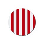Vertical Stripes - White and Fire Engine Red Rubber Round Coaster (4 pack)