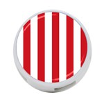 Vertical Stripes - White and Fire Engine Red 4-Port USB Hub (One Side)