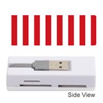 Vertical Stripes - White and Fire Engine Red Memory Card Reader (Stick)