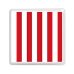 Vertical Stripes - White and Fire Engine Red Memory Card Reader with Storage (Square)