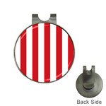 Vertical Stripes - White and Fire Engine Red Golf Ball Marker Hat Clip