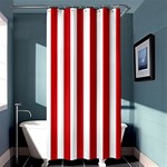 Vertical Stripes - White and Fire Engine Red Shower Curtain 36  x 72  (Stall)