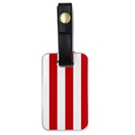 Vertical Stripes - White and Fire Engine Red Luggage Tag (One Side)