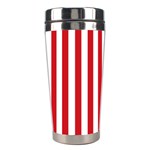Vertical Stripes - White and Fire Engine Red Stainless Steel Travel Tumbler