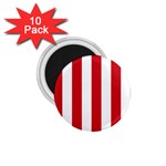 Vertical Stripes - White and Fire Engine Red 1.75  Magnet (10 pack)