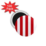 Vertical Stripes - White and Fire Engine Red 1.75  Magnet (100 pack)