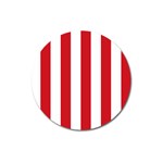 Vertical Stripes - White and Fire Engine Red Magnet 3  (Round)