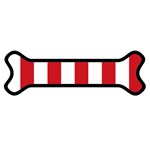 Vertical Stripes - White and Fire Engine Red Magnet (Dog Bone)