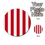 Vertical Stripes - White and Fire Engine Red Multi-purpose Cards (Round)