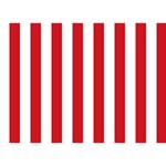 Vertical Stripes - White and Fire Engine Red Birthday Cake 3D Greeting Card (7x5)