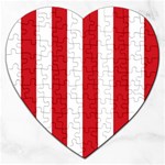 Vertical Stripes - White and Fire Engine Red Jigsaw Puzzle (Heart)