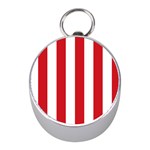 Vertical Stripes - White and Fire Engine Red Silver Compass (Mini)