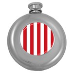 Vertical Stripes - White and Fire Engine Red Hip Flask (5 oz)