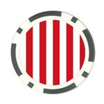 Vertical Stripes - White and Fire Engine Red Poker Chip Card Guard