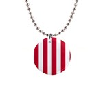 Vertical Stripes - White and Cardinal Red 1  Button Necklace